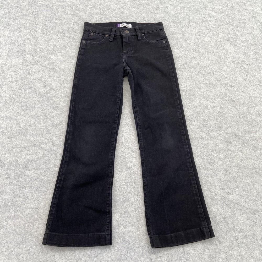 Wrangler Jeans Girls 10 (24x24) Black Bootcut Q-Baby Cowgirl Cut Stretch Denim